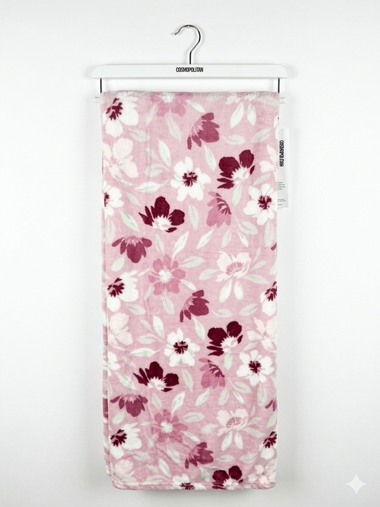 Cosmopolitan Other - Cosmopolitan Pink Floral Plush Throw Blanket 50" X 60" NWT